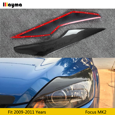 For Ford Focus 2009 - 2011 Carbon fiber headlight decorative covers eyelid MK2 Fiber glass FRP primer front lamp eyebrow sticker ► Photo 1/6