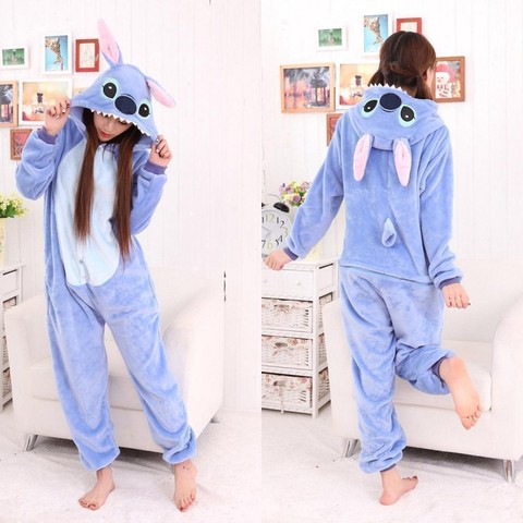 Adult Stitch Pajamas Sets Women Onesie Winter Warm Pyjamas Sleepwear Pijama Onepiece Onesies For Adults ► Photo 1/6