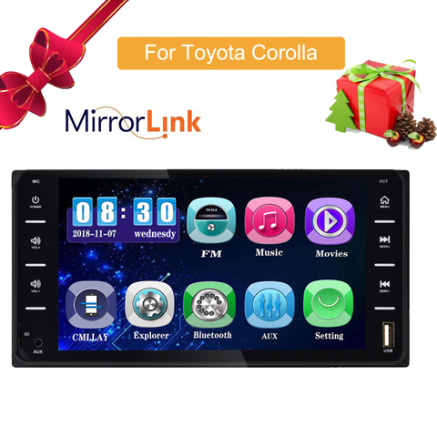 Car Audio MP5 DVD Player For Toyota Corolla 2 Din Touch Screen Multimedia Android/IOS MirrorLink Bluetooth 7