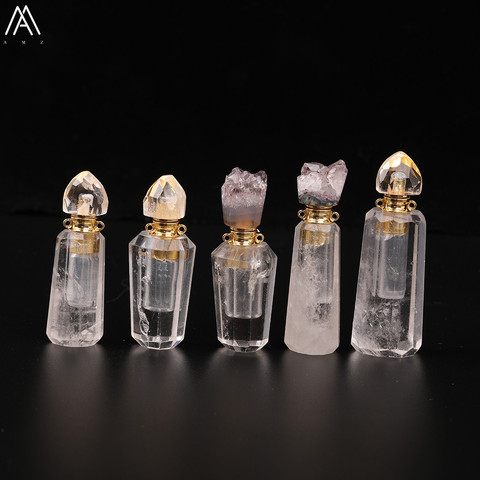 Natural Amethysts Quartz Perfume Bottle Pendant Necklace Women Quartz Crystal Essential Oil Diffuser Necklace Gift EF-DG-95AMIJ ► Photo 1/5