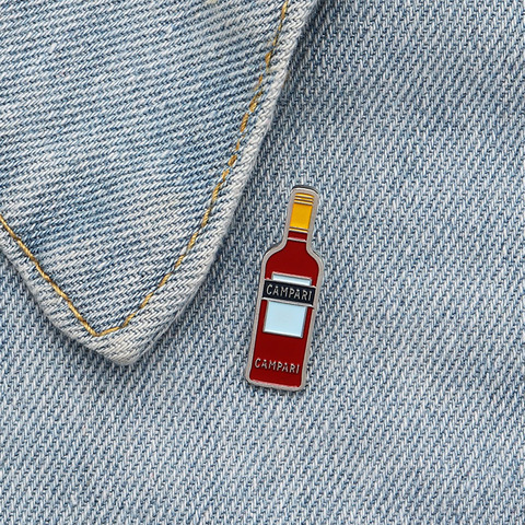Campari Liqueur Enamel Pins Red Mini Brooch Badge Denim Lapel Pin Jewelry Gifts for Women Men Friends ► Photo 1/6
