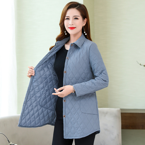 2022 thin quilted jacket autumn winter Warm Long-sleeved Jacket Parkas middle age women cotton-padded tops mother Cotton coat ► Photo 1/5