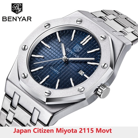 BENYAR Fashion Mens Quartz Watch Japan Miyota Movt Stainless Steel Luminous Waterproof Mens Sports Wrist Watch Relogio Masculino ► Photo 1/6