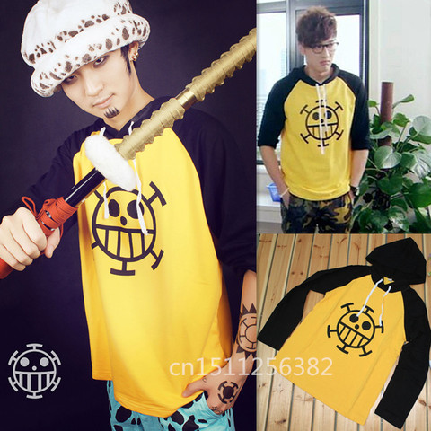 Anime one piece Trafalgar Law Hoodie Jacket Cosplay Costume Hooded Sweatshirt Long Sleeve Cotton T Shirt Men XXXL Free Shipping ► Photo 1/6