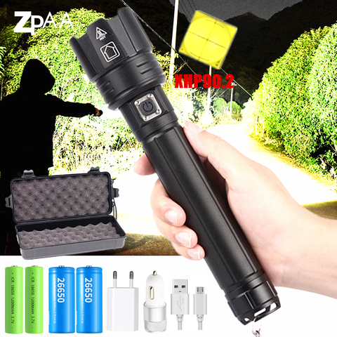 Super Bright XHP90.2 LED Flashlight 2022 NEW 26650 USB Rechargeable XHP70 Tactical Light 18650 Zoom Camp Waterproof Torch ► Photo 1/6