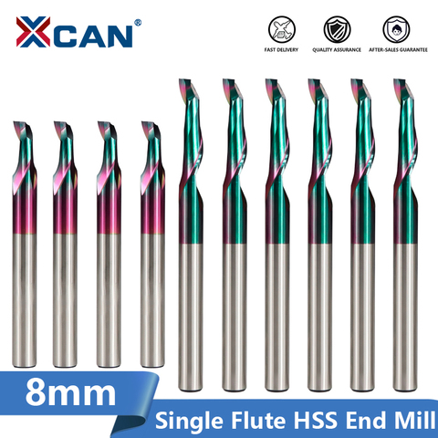 XCAN HSS Milling Cutter 8mm Super Coated Single Flute End Mill for Aluminum Door Window Cutting CNC Aluminum Cutting Router Bit ► Photo 1/6