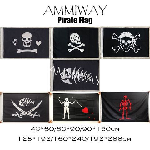 AMMIWAY Pirate Fish Stede Bonnet Henry Every Blackbeard Edward Low Teach Skull and Cross Crossbones Sabres Flags and Banners ► Photo 1/6