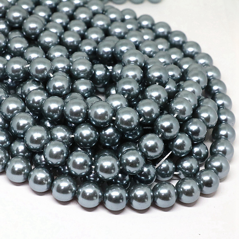 Dark gray 4-14mm pick size round imitation shell pearl beads fashion fit diy necklace bracelet jewelry making 15inch B1618 ► Photo 1/6
