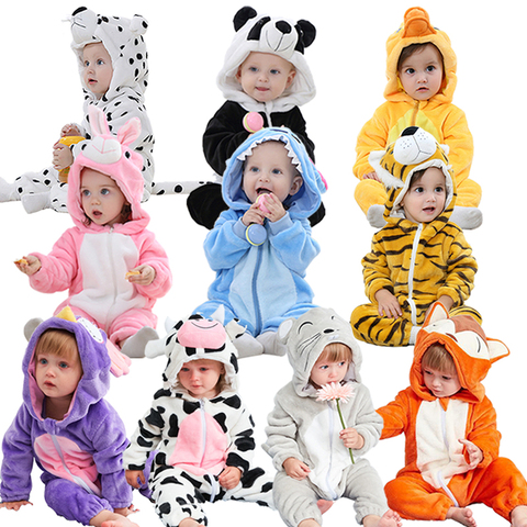 Cute Cartoon Flannel Baby Rompers Stitch Rabbit Panda Pajamas Cotton Baby Boy Girls Animal Costume Baby Jumpsuit Kigurumi Outfit ► Photo 1/6