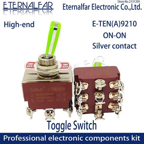 12MM E-TEN(A)9210 High-end Quality Silver Contact 3PDT 16A 250V AC ON-ON 9 Pin Handle Reset Rocker Toggle Slide Switch ► Photo 1/5