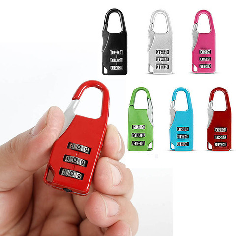 6 Colors Travel Safe Lock 3 Digit Dial Code Number Password Combination Lock Small Portable Luggage Zipper Bag Padlock ► Photo 1/6