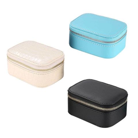 Simple Jewelry Box Faux PU Leather Earrings Necklace Bracelet Storage European Style Portable Travel Jewellery Organizer Contain ► Photo 1/6