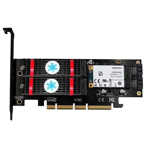 3 in 1 mSATA M.2 PCIE NVMe SSD to PCI-E 3.0 4X SATA 3.0 Adapter Card for M2 NVMe AHCI SATA mSATA Solid State Disk Converter ► Photo 1/6