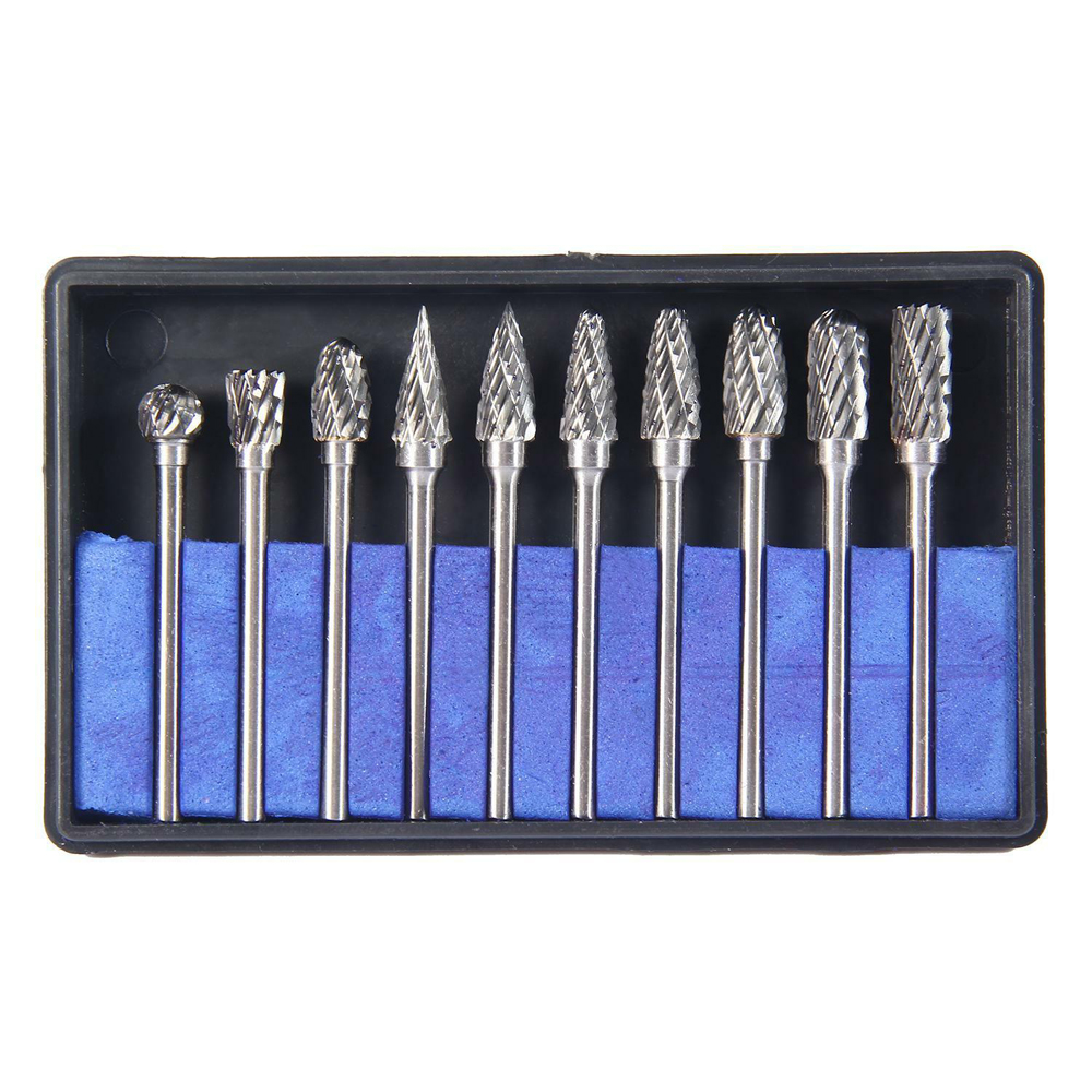 10Pcs Tungsten Steel Solid Carbide Burrs For Dremel Rotary Tool Bit Accessories 