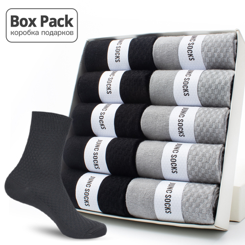 10 Pairs / Box Pack Business Men Bamboo Socks High Quality New Classic Long Socks For Summer Winter Mens Dress Sock Size US 6-12 ► Photo 1/6