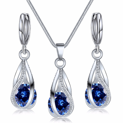 Fashion Silver Color Necklace Earrings Cubic Zirconia Jewelry Sets Elegant Crystal Zircon Jewelry Women Wedding Jewelry Set ► Photo 1/6