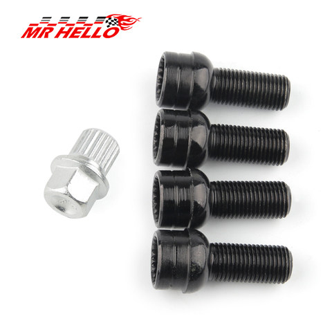 new M12X1.5 M14x1.5 8D0601139F Wheels Bolt Key & Lock Lug Nut Set For VW/Golf/Jetta/Beetle/Passat/Audi Black ► Photo 1/1