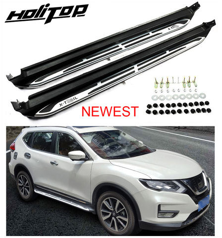 Car side steps running board side bar For Nissan X-trail Rouge 2017-2022,aluminum alloy+ABS,lengthen upgraded bracket,durable. ► Photo 1/6