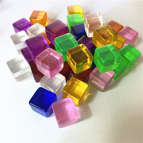 10Pcs/set 16mm Transparent Square Corner Blank Dice For Board Games Chess Piece Transparent Right Angle Sieve 7 colors ► Photo 1/6