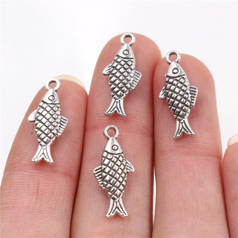 12pcs Charms double sided fish 20x8mm Antique Making pendant fit,Vintage Tibetan Silver Plated Bronze,DIY bracelet necklace ► Photo 1/2