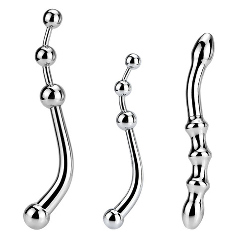 Metal Prostate Massage Anal Beads Magic Wand Anal Plug  Metal Dildo G-spot stimulating P Spot Sex Toys Drop shipping ► Photo 1/6