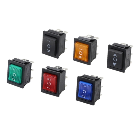 1pcs 220V Self-locking /Self-reset KCD4 Rocker Switch Power Switch 3 Position 6 Pins With Light 16A 250VAC/ 20A 125VAC ► Photo 1/6
