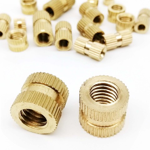 10/50X M2 M2.5 M3 M4 M5 M6 M8 M10 Solid Brass Pure Copper Metric Thread Injection Molding Knurl Insert Nut Nutsert Embedded Nut ► Photo 1/6