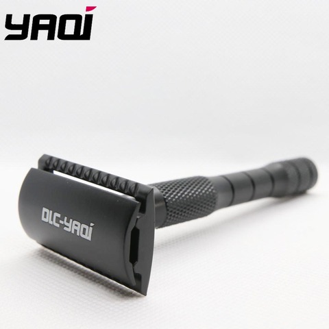 Yaqi Matte Black Color Brass Handle Double Edge Single Blade Men's Shaving Safety Razor ► Photo 1/3