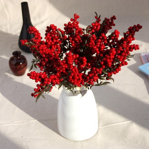 Berry Artificial Flower Fake red berries Christmas Flower New Year's decor Tree Artificial berry Christmas Decoration For Home ► Photo 1/6