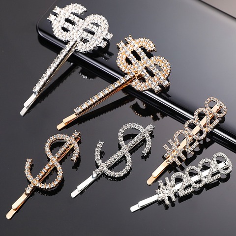 Fashion Rhinestone Letter Hairpins Women Hair Clips Pins Hairclip Accessories For Girls Barrettes Hairgrip Headdress Headwear ► Photo 1/6