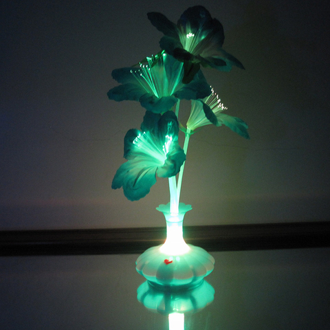 Fiber Optic Light Flower Vase Artificial Floral Arrangement LED Color Changing Fiber Optic Lamp Nightlight for Party Decoration ► Photo 1/6