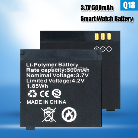 Q18 Smart Watch 500mAh 3.7V Rechargeable Lithium Batteries Spare Battery Li-ion Polymer Battery ► Photo 1/6