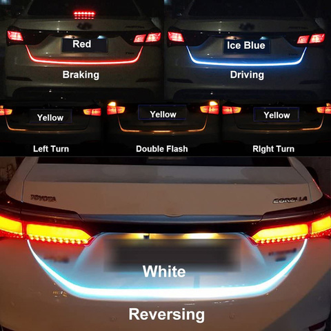 120cm 4 Color Flow Type LED Strip Tailgate Turning Signal Lights Bar Trunk Strips Lamp Flowing Side Rear Brake Reverse Light ► Photo 1/6