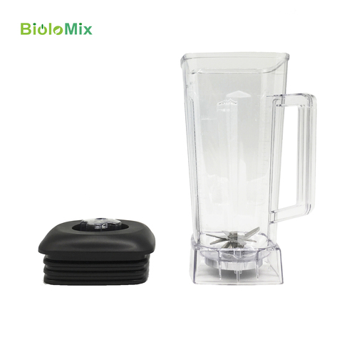 2L Square Container Jar Jug Pitcher Cup bottom with serrated smoothies blades  lid BPA FREE for commercial Blender spare parts ► Photo 1/6