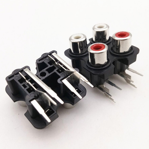 2pcs 4 hole RCA Female Stereo audio Jack AV Audio input socket Connector Lotus row Amplifier Interface Signal connection ► Photo 1/3