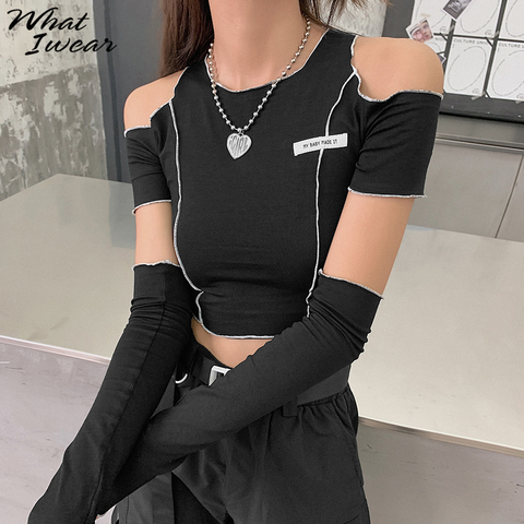 Off Shoulder Women Hoodies Casual Fashion Croped Chic Sweatshirt Korean Style Streetwear Basic Clothing Kpop Shirt for Women ► Photo 1/6