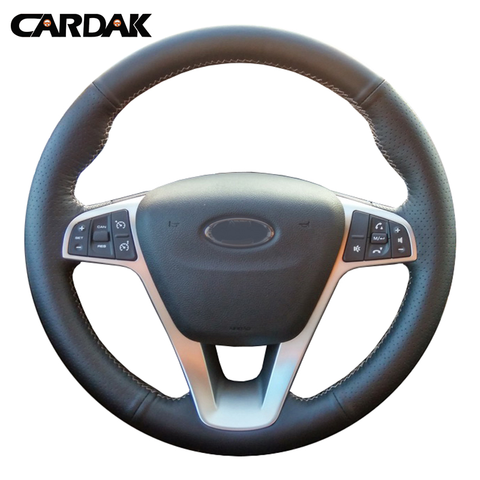 CARDAK  Black Artificial Leather Hand-stitched Car Steering Wheel Cover for Lada Vesta 2015 2016 2017 ► Photo 1/6