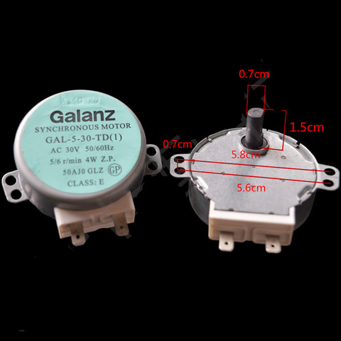 for GALANZ Turntable Motor GAL-5-30-TD GAL-5-30-TD (1) Wiring Diagram for Tuning 30V 50 / 60Hz 5/6 / min Microwave Oven Parts ► Photo 1/1