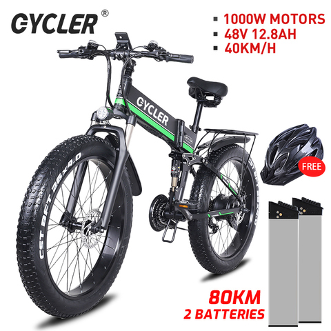 ECYCLER new 1000W 12.8AH smart mountain electric bike snow bike  MTB 40KM/h 26 inch tires waterproof and foldable ebike ► Photo 1/6