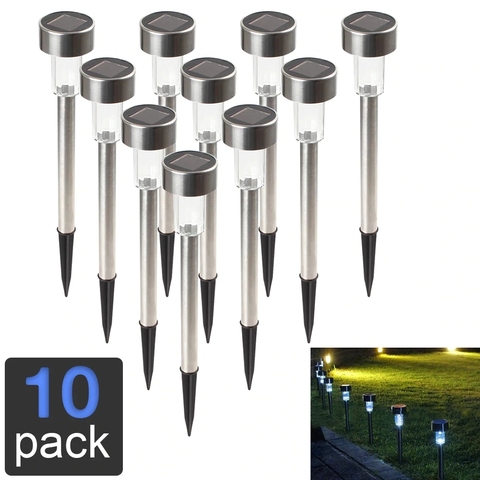 10pcs Stainless Steel LED Solar Light Outdoor Solar Powered Spotlight Garden / Park Lamp Lantern Grounding Sun Light Hot ► Photo 1/6