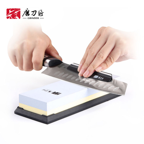 GRINDER Corundum Whetstone Knife Sharpening Stone Double Two-Sided  Sharpener With  flattening stone and knife clip h5 ► Photo 1/6