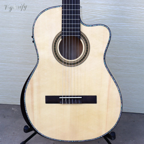 high grade flame maple cutway classic guitar with radian corner 39 inch spruce solid wood top natural color  with EQ  guitar ► Photo 1/6