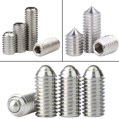 M3 M4 M5 M6 M8 M10 Hex Socket Set Grub Allen Cup cone Point Screw Metric Spring Ball Plunger PointMachineBolt 304Stainless Steel ► Photo 1/6