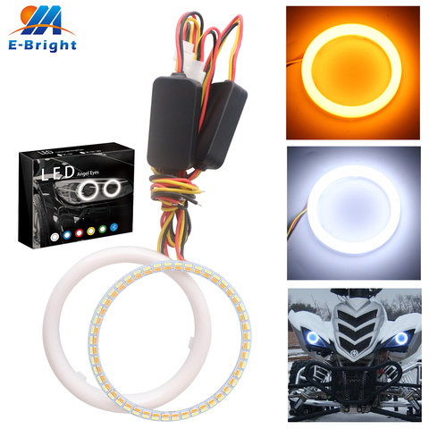 Milk White&Amber 60mm 70mm 80mm 90mm 95mm 100mm 110mm 120mm 4014 LED SMD Angel Eyes Led Halo Rings Car DRL Day Driving light 2pc ► Photo 1/6