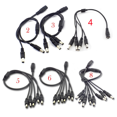 DC Power 1 Female to 2 3 4 5 6 8 Male Way Splitter Adapter Connector Cable 5.5mm*2.1mm 12V for CCTV Camera LED Strip Light 10% ► Photo 1/6