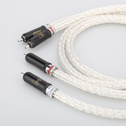 Hi-End 8AG Silver Plated OCC 16 Strands Audio Cable With WBT RCA Plug Cable HIFI 2RCA TO 2RCA Cable ► Photo 1/5