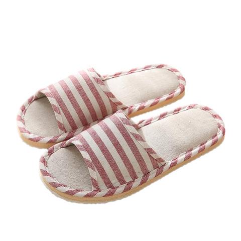 New Women Indoor Floor Flat Shoes Spring Autumn Linen Flip Flops Home Slippers Female Slipper Comfortable Zapatillas de hombre ► Photo 1/6