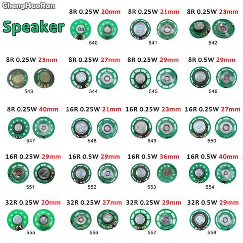 ChengHaoRan 1Piece 8 Ohm 0.25W 0.5W 16Ohm Horn Loudspeaker 8R 16R 32R 20mm 21mm 23mm 27mm 29mm 36mm 40mm Diameter Loud Speaker ► Photo 1/6