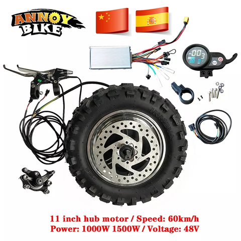 High Speed LY 11 inch Hub Motor Kit 48V1000W1500W Electric Motorcycle Engine BuggyGearless TX Motor 60km/h Electric Kit Fat Tyre ► Photo 1/6