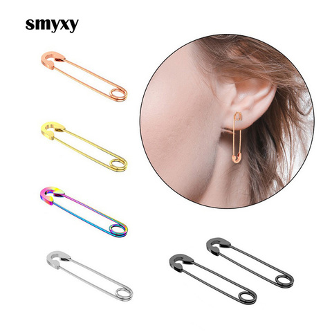 1 piece Men/Women Safety Pin Long Stud Earrings Stainless Steel Personality Creative Street Pop Gothic Punk Jewelry ► Photo 1/6